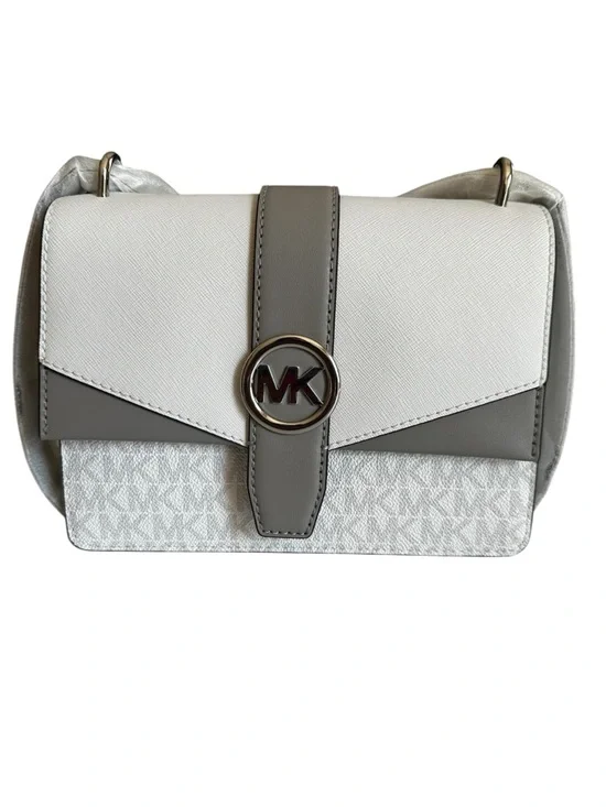 Michael Kors White and Taupe Signature MK Chain Crossbody NWOT - Picture 2 of 5
